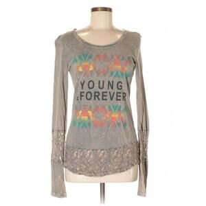 Daytrip Young Forever Lace Trim Long Sleeve Shirt Sz Medium